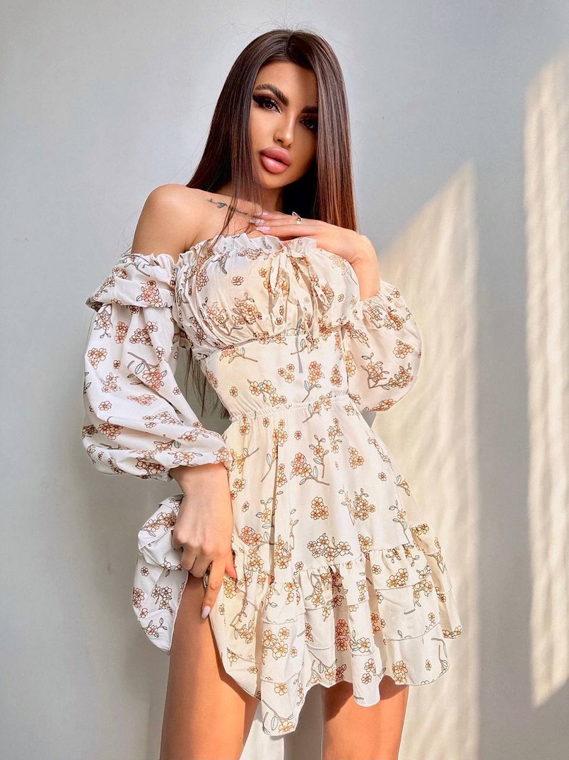 Квіткова сукня з воланами та шнуровкою по спинці | PUSHKA SHOP