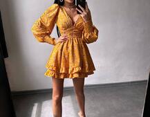 Сукня міні з пишною спідницею та драпіруванням на талії | PUSHKA SHOP