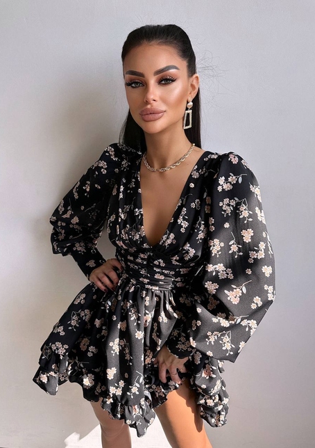 Сукня міні з пишною спідницею та драпіруванням на талії | PUSHKA SHOP