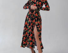 Цветочное платье миди с разрезом Цветочное платье миди с разрезом | PUSHKA SHOP