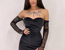 Оксамитова сукня міні з чашками і рукавами із сітки | PUSHKA SHOP