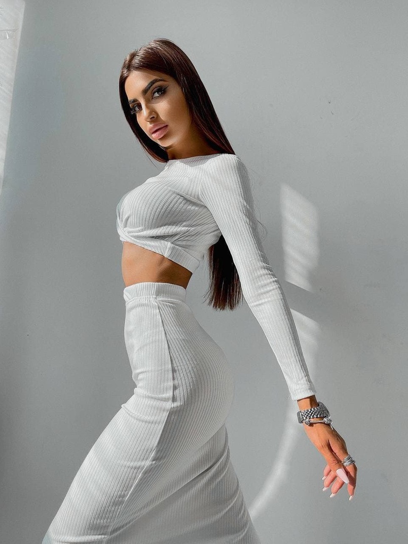 Комплект: топ+ юбка миди с разрезом  Комплект: топ+ юбка миди с разрезом  | PUSHKA SHOP