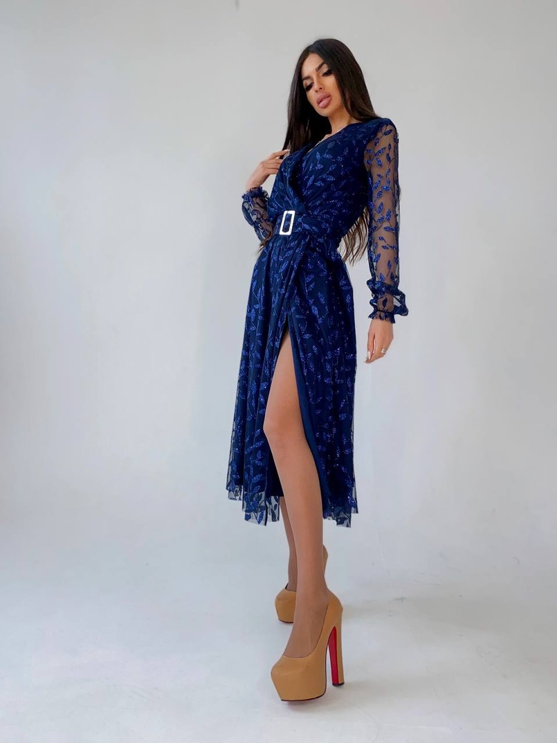 Платье миди с блестками Платье миди с блестками | PUSHKA SHOP