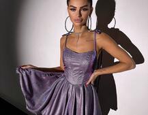 Блискуча корсетна сукня з пишною подвійною спідницею Блискуча корсетна сукня з пишною подвійною спідницею | PUSHKA SHOP