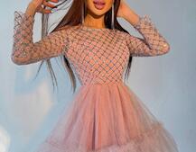 Платье с блестящим верхом и пышной фатиновой юбкой  Платье с блестящим верхом и пышной фатиновой юбкой  | PUSHKA SHOP