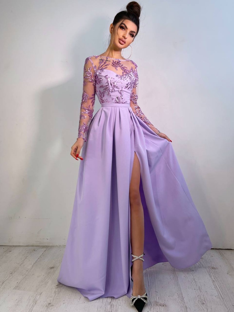 Сукня максі з паєтками та розрізом на спідниці | PUSHKA SHOP