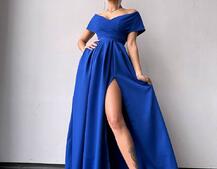 Сукня максі  з відкритими плечима та розрізом на спідниці | PUSHKA SHOP