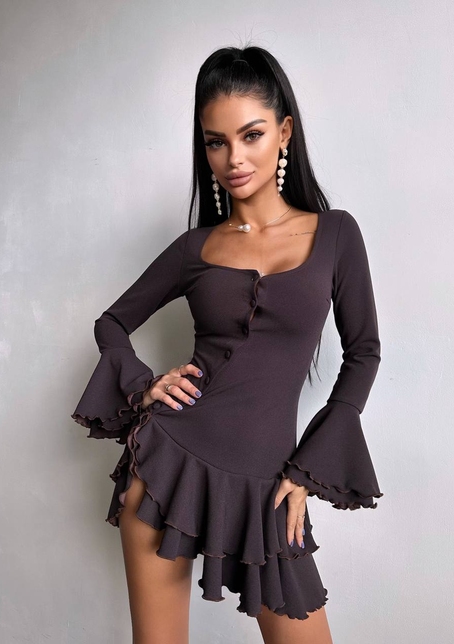 Сукня з з воланами на ґудзиках  | PUSHKA SHOP