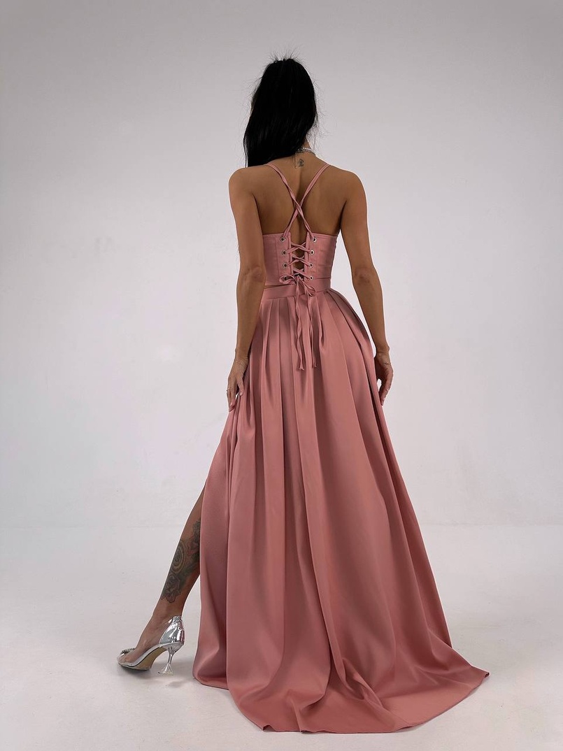 Атласний комплект: корсет + спідниця максі Атласний комплект: корсет + спідниця максі | PUSHKA SHOP