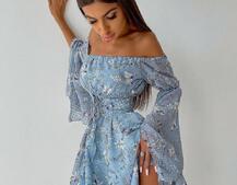 Платье с расклешенными рукавами в комплекте с корсетом  | PUSHKA SHOP