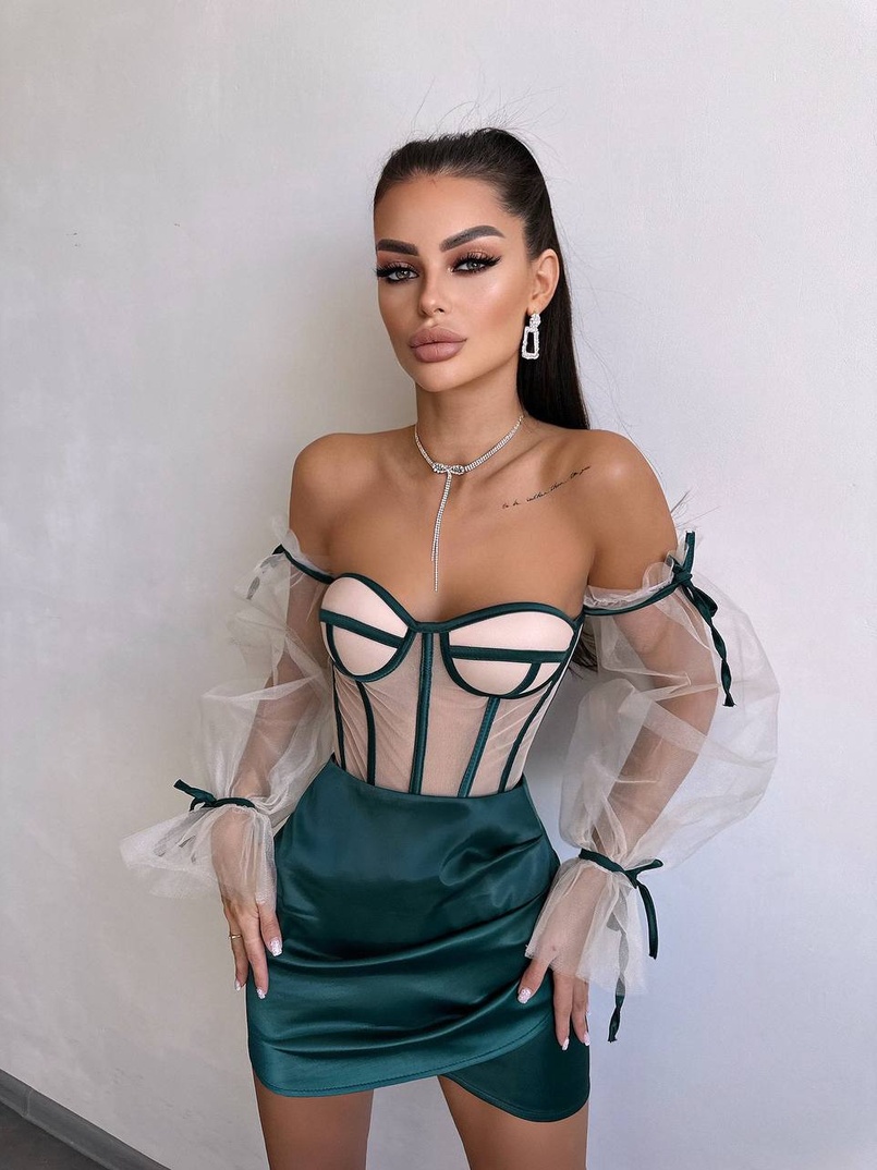 Атласний комплект: корсет + спідниця Атласний комплект: корсет + спідниця | PUSHKA SHOP