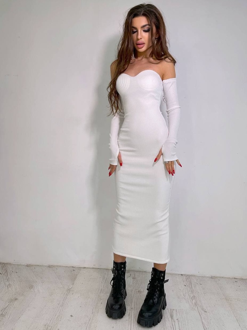 Облегающее платье  миди с чашечками с эффектом push up  Облегающее платье  миди с чашечками с эффектом push up  | PUSHKA SHOP