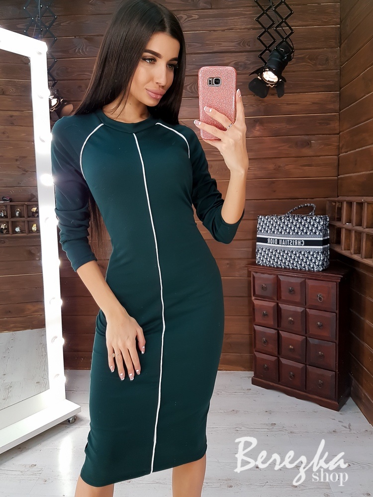 Облегающее платье декорированное кантом | PUSHKA SHOP