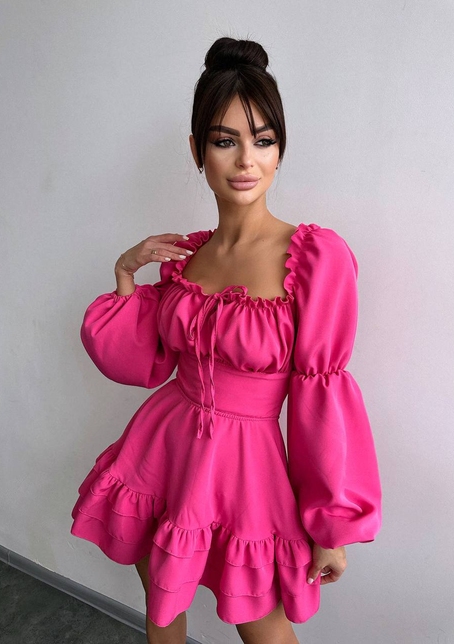 Сукня з воланами та шнурівкою  по спинці | PUSHKA SHOP