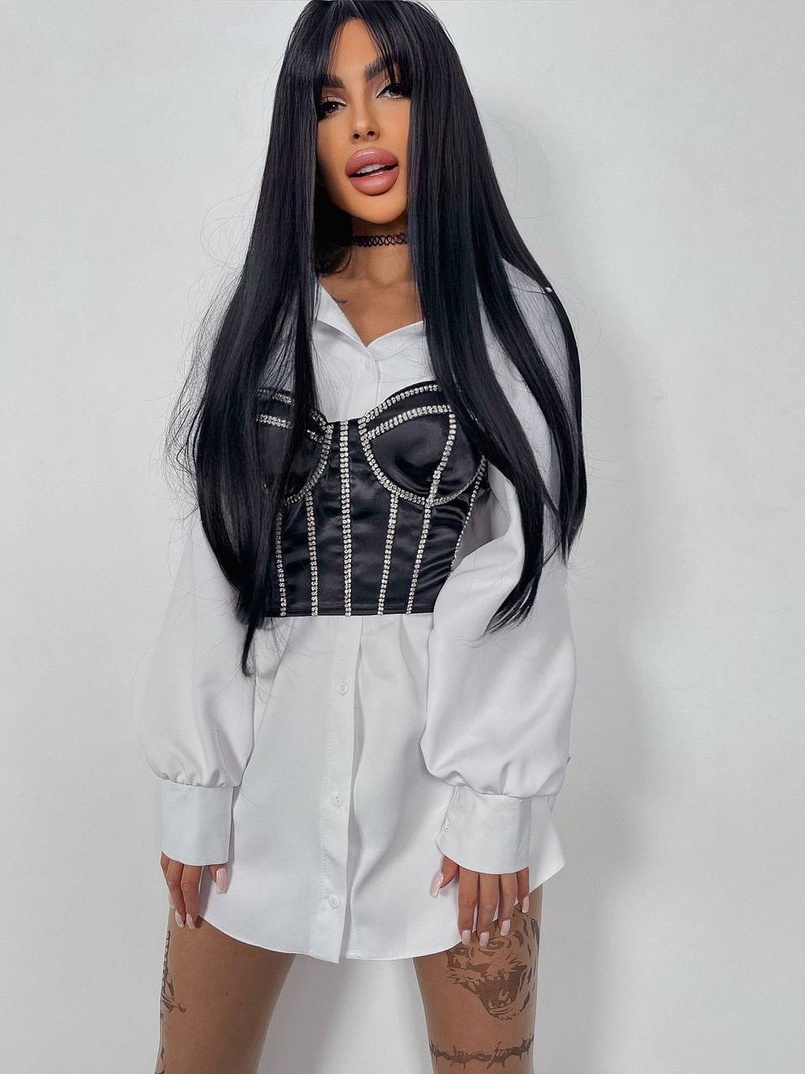 Приталена сукня-сорочка+корсет, декорований стразами | PUSHKA SHOP