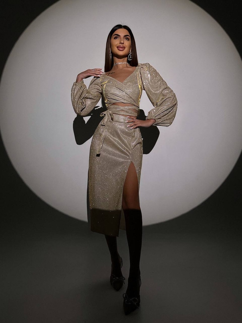 Сяючий комплект: топ  + спідниця  | PUSHKA SHOP