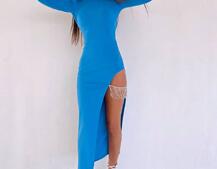 Сукня з розрізом, декорована бахромою зі страз | PUSHKA SHOP