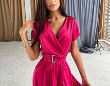 Шелковое платье-миди с широким поясом  | PUSHKA SHOP