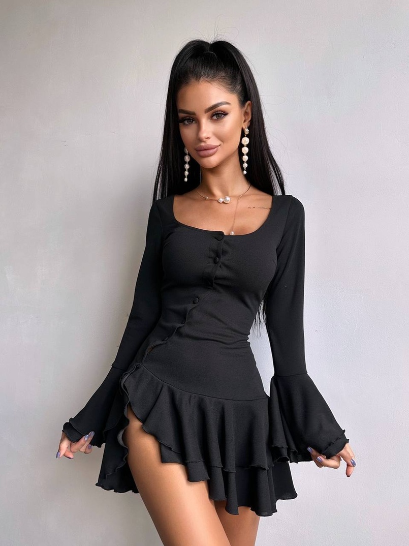 Сукня з з воланами на ґудзиках  | PUSHKA SHOP