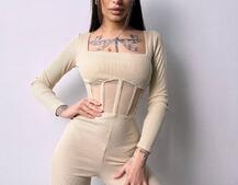 Облягаючий трикотажний комбінезон з елементами корсету Облягаючий трикотажний комбінезон з елементами корсету | PUSHKA SHOP