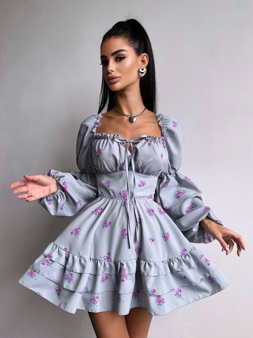 Сукня з квітковим принтом з воланами на ґудзиках  Сукня з квітковим принтом з воланами на ґудзиках  | PUSHKA SHOP