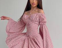 Комплект: платье с расклешенными рукавами + корсет  | PUSHKA SHOP