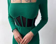 Сукня-міді  з елементами корсету   | PUSHKA SHOP