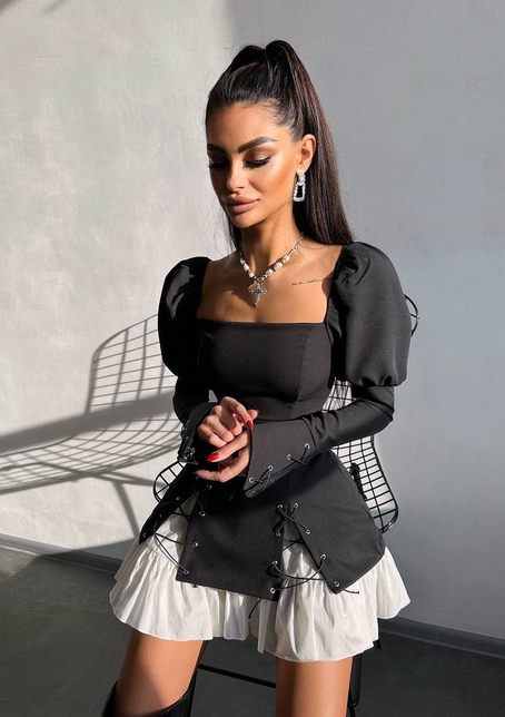 Сукня з об'ємними рукавами + спідниця з воланами | PUSHKA SHOP