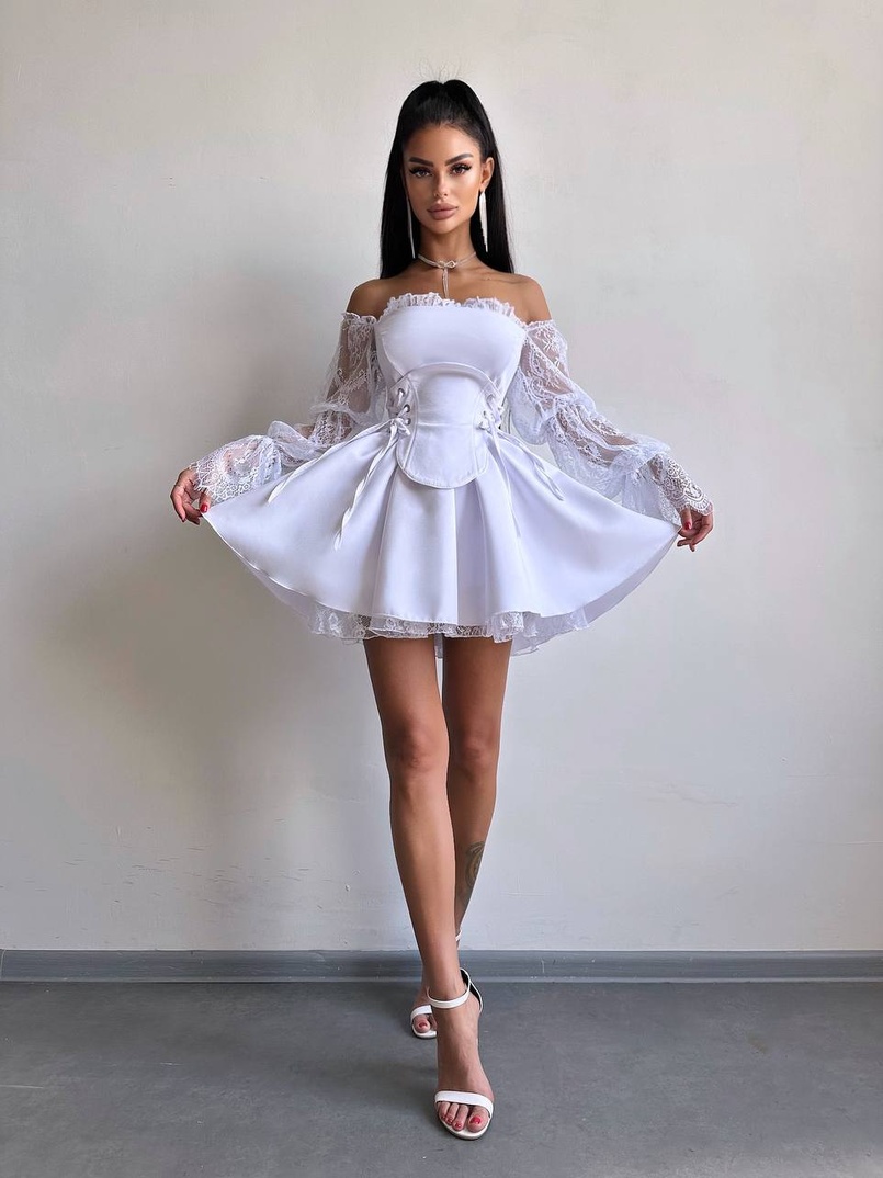 Сукня з корсетом декорована мереживом  | PUSHKA SHOP