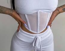 Трикотажный комплект: корсетный топ на косточках + леггинсы | PUSHKA SHOP