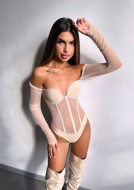 Трикотажне боді з чашечками та елементами корсету     | PUSHKA SHOP