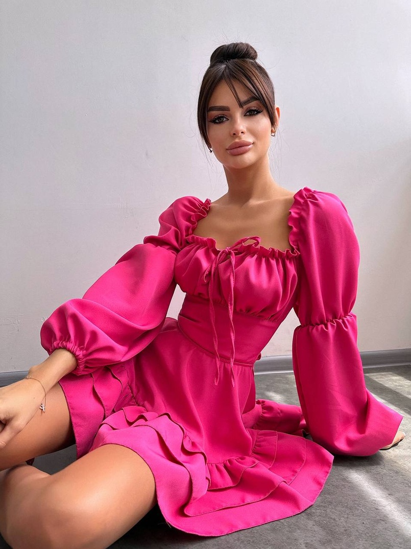 Сукня з воланами та шнурівкою  по спинці | PUSHKA SHOP