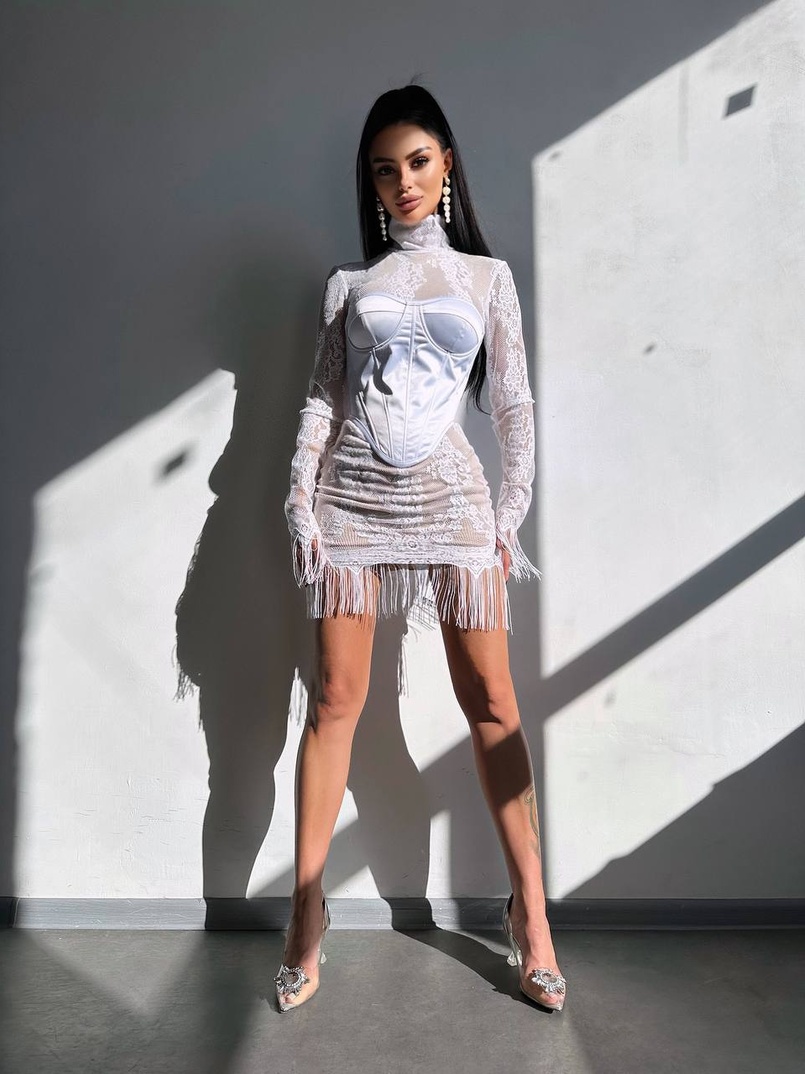 Комплект: мереживна сукня міні + корсет  | PUSHKA SHOP