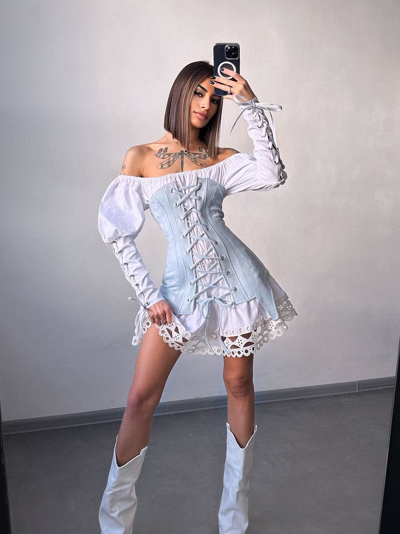 Комплект: сукня декорована мереживом + корсет Комплект: сукня декорована мереживом + корсет | PUSHKA SHOP