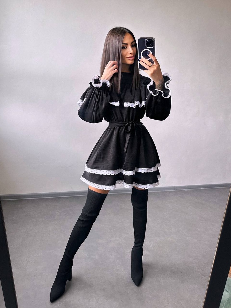 Сукня декорована мереживом | PUSHKA SHOP