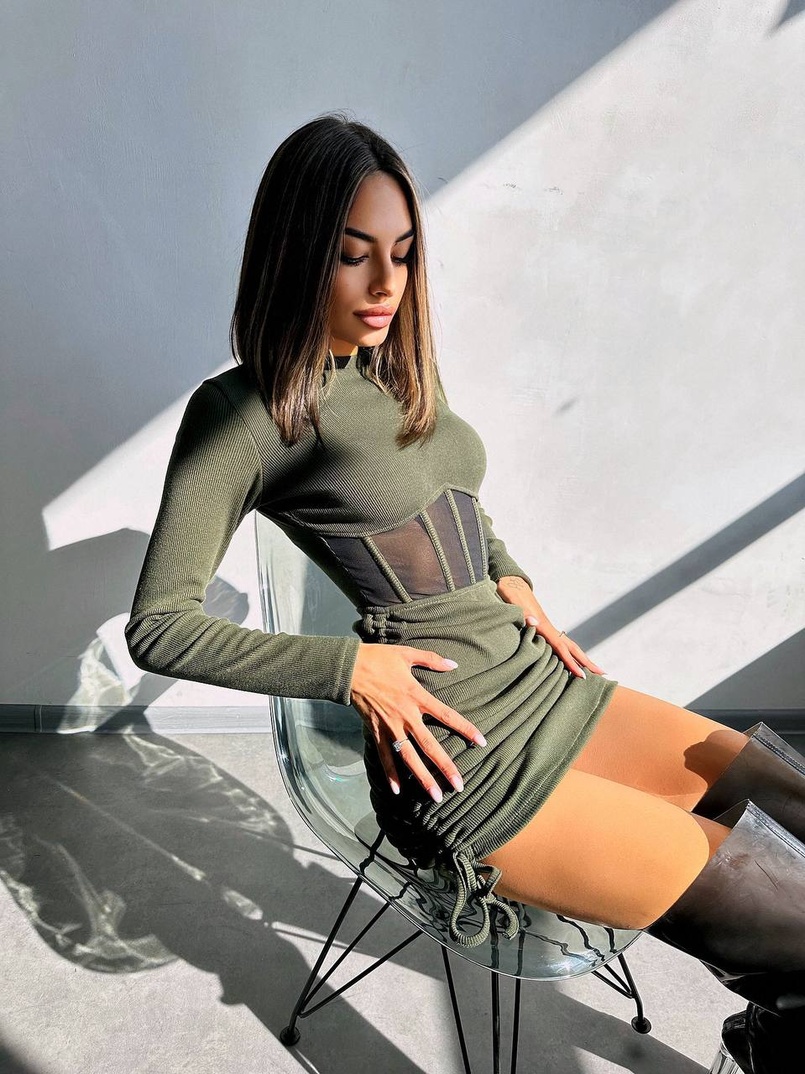 Сукня-міні  з елементами корсету  Довжину спідниці можна регулювати  | PUSHKA SHOP