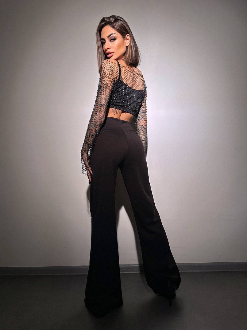 Комплект: топ + штани із сіткою зі стразами  | PUSHKA SHOP