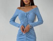 Платье-мини с затяжкой  Платье-мини с затяжкой  | PUSHKA SHOP