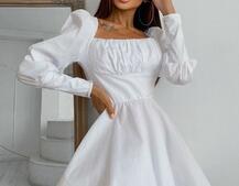 Платье с объемными рукавами из хлопка  | PUSHKA SHOP