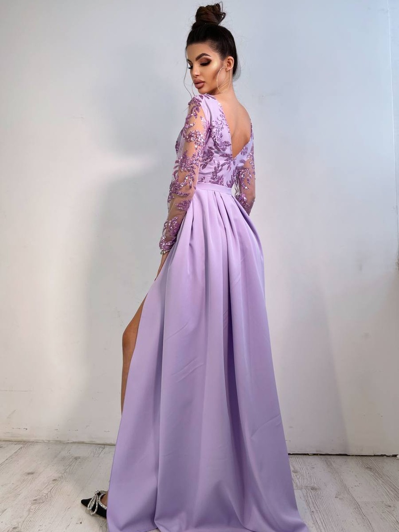 Сукня максі з паєтками та розрізом на спідниці | PUSHKA SHOP