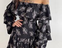 Сукня з асиметричною спідницею та воланами Сукня з асиметричною спідницею та воланами | PUSHKA SHOP