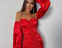 Атласна сукня з драпіруванням | PUSHKA SHOP