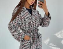 Кашемировое пальто в клетку на подкладке Кашемировое пальто в клетку на подкладке | PUSHKA SHOP