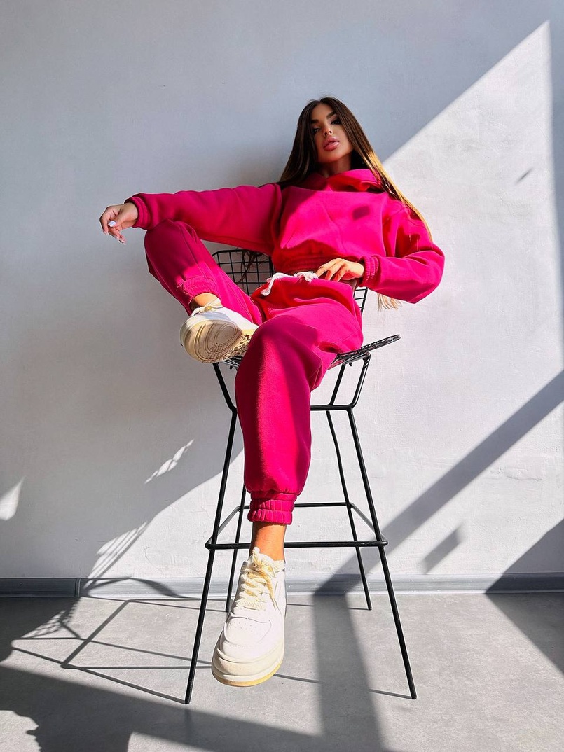 Базовий костюм на флісі з об'ємними капюшоном | PUSHKA SHOP