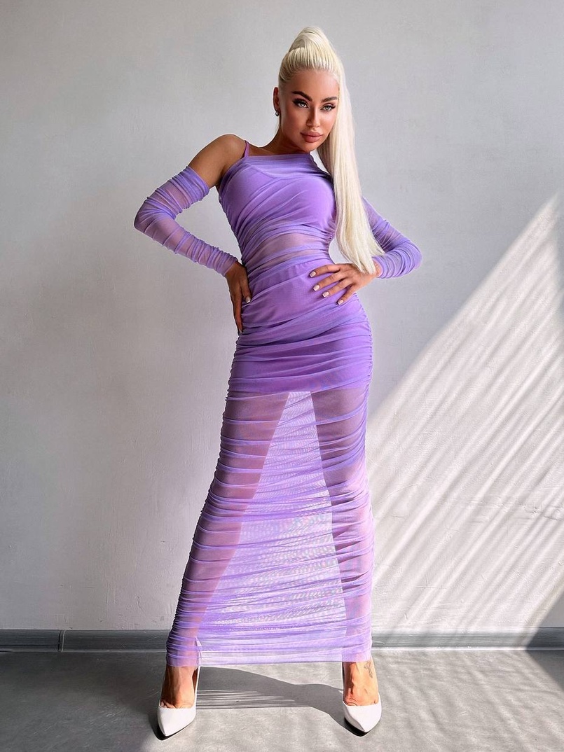 Сукня міді з драпіруванням   | PUSHKA SHOP