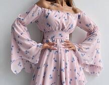 Шифонова сукня на підкладці з розкльошеними рукавами з асиметричною спідницею + корсет декорований стразами  Шифонова сукня на підкладці з розкльошеними рукавами з асиметричною спідницею + корсет декорований стразами  | PUSHKA SHOP