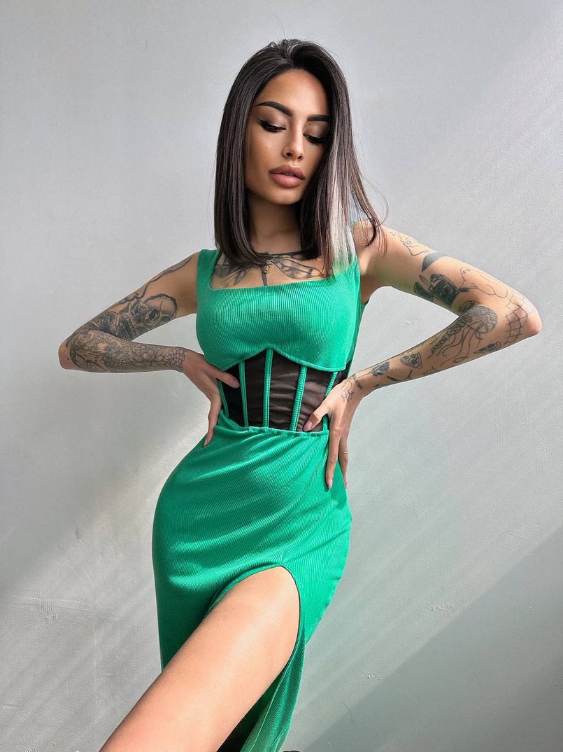 Сукня-міді  з елементами корсету   | PUSHKA SHOP