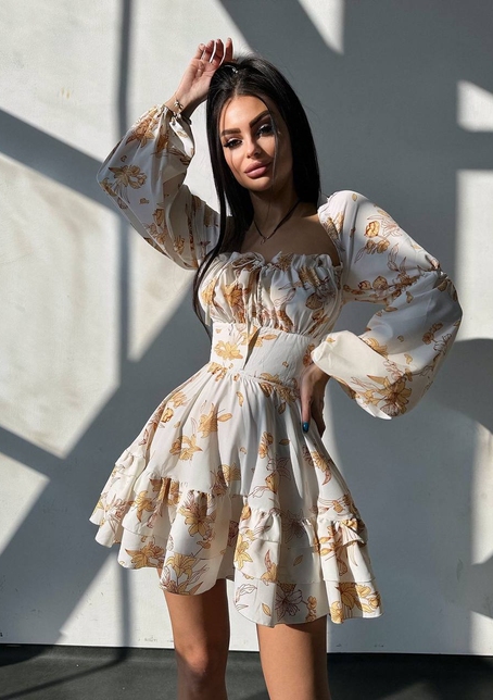 Квіткова сукня з воланами та шнуровкою по спинці | PUSHKA SHOP