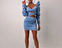 Сукня міні з драпіруванням, декорована стразами  | PUSHKA SHOP