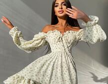 Цветочное платье-бюстье с чашечками и пышной юбкой с оборками Цветочное платье-бюстье с чашечками и пышной юбкой с оборками | PUSHKA SHOP